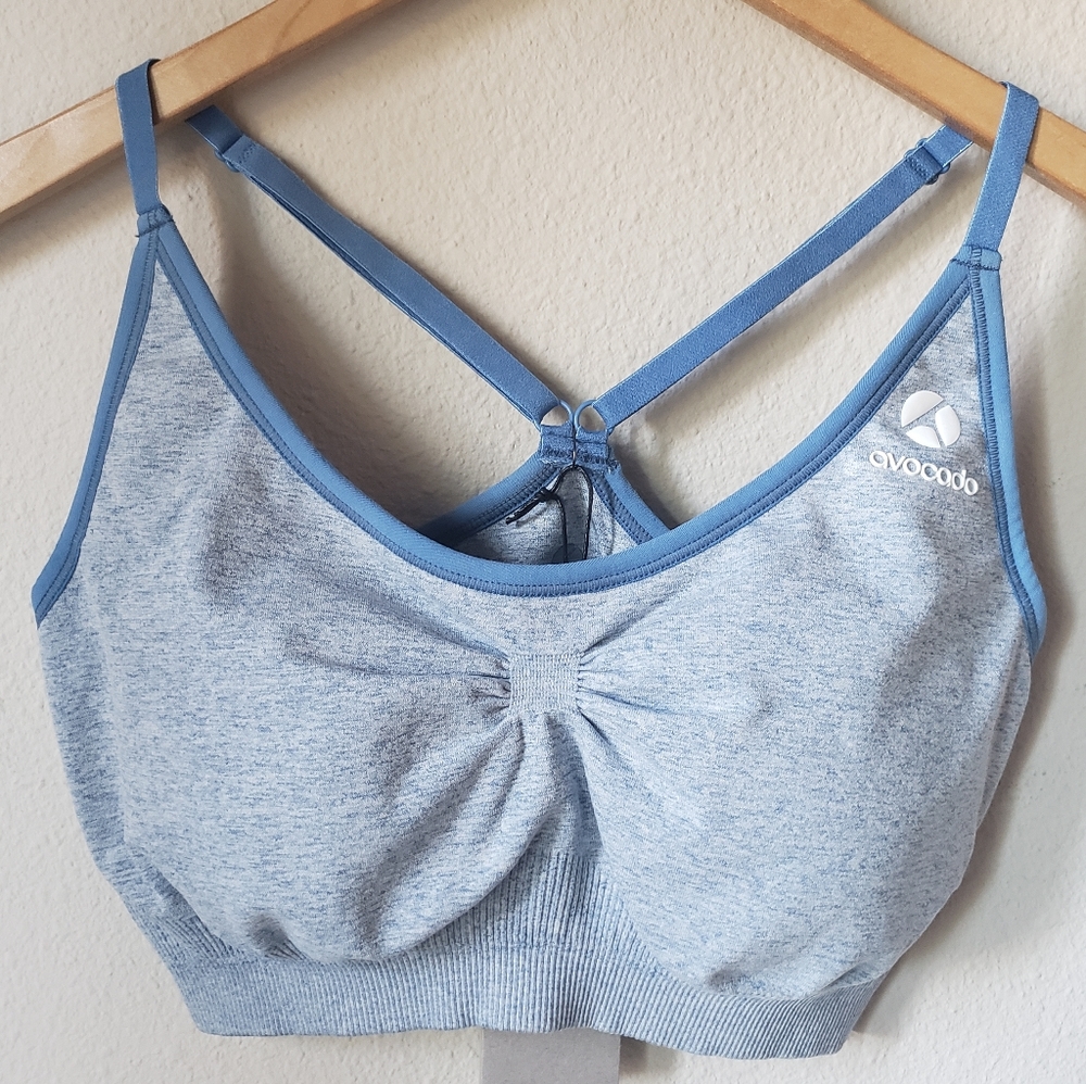 Avocado | Blue Moisture Wicking Light-Medium Support Sports Bra - Picture 3 of 9